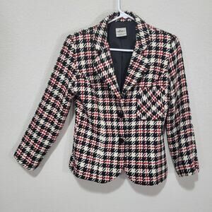 Hillard and Hanson Blazer Womens 6 Plaid Fitted Made in USA Casual Office Short